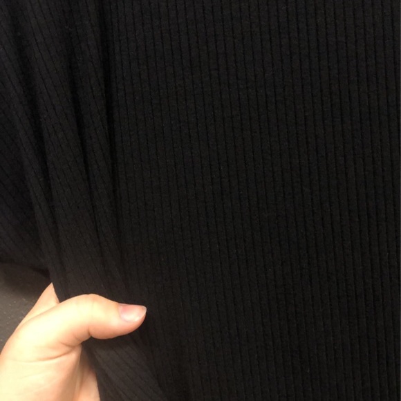 Women’s Black Ribbed Front Tie Top - Picture 5 of 5